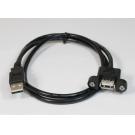 USB 2.0 Panel Mount Cable Single Port Bulkhead Male-Female 3FT